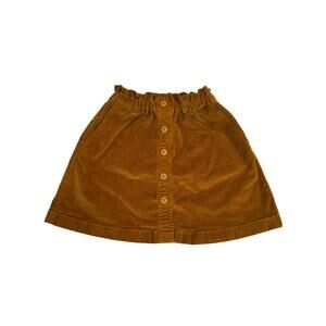 Crewcuts Girls Corduroy Skirt Size 8 Brown Button Front Elastic Waist - Fall